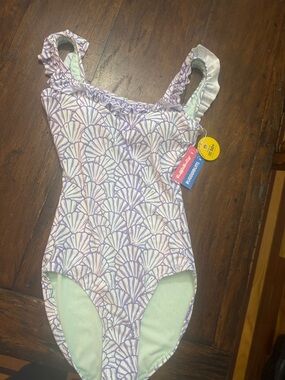 Rufflebutts Purple Shell-Print One-Piece Swimsuit